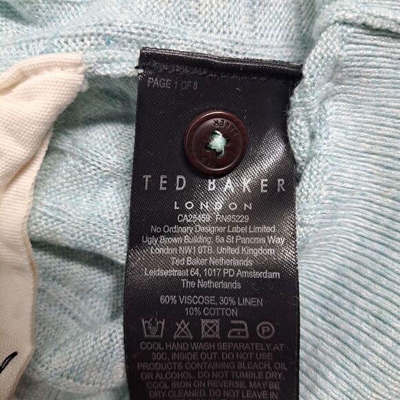 Ted Baker London Polo Shirt Womens Size 4 Viscose Linen Cotton - Picture 11 of 13